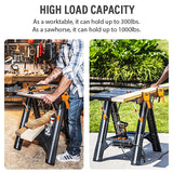 The Folding Work Table and Sawhorse has a high load capacity