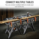 You can connect multiple tables with the Folding Work Table and Sawhorse