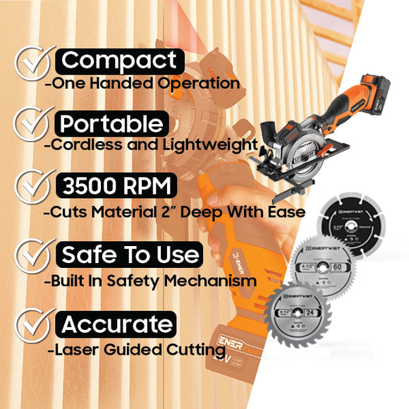 20V Cordless Circular Saw with Laser Guide