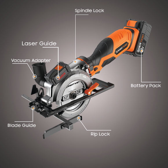 20V Cordless Circular Saw with Laser Guide
