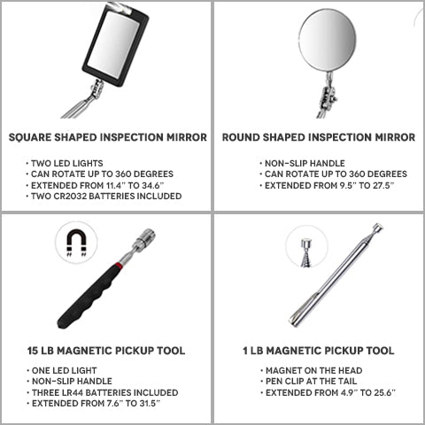 Telescopic Magnetic Tool Set Features