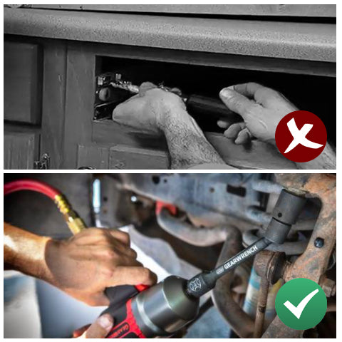 Not using an adapter VS using the Universal Joint Swivel Socket Adapter 